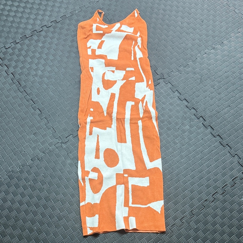 Abstract Orange and White Women Dress
